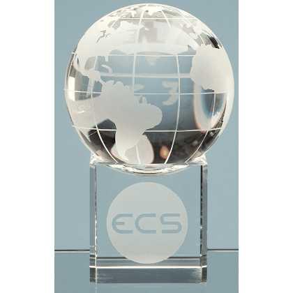 6cm Optical Crystal Globe on Clear Base