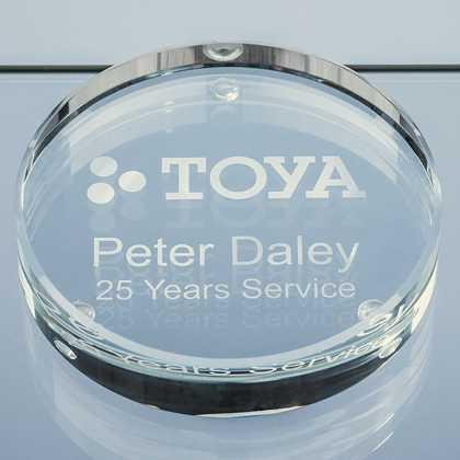 9cm x 18mm Clear Glass Round Paperweight