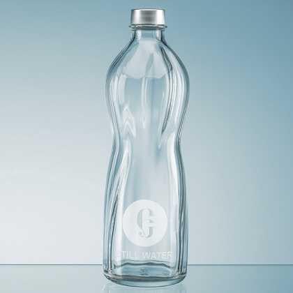 1ltr Rippled Aqua Screw Top Bottle