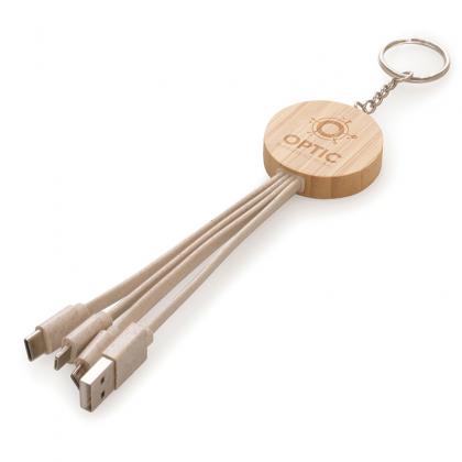 Round Bamboo & Wheat Straw Charger Keyring