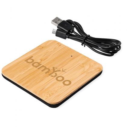 Leaf bamboo and fabric wireless charging pad