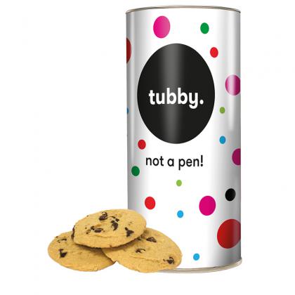 Chocolate Chip Oatie Flip Biscuits in a personalised tubby tube 200g